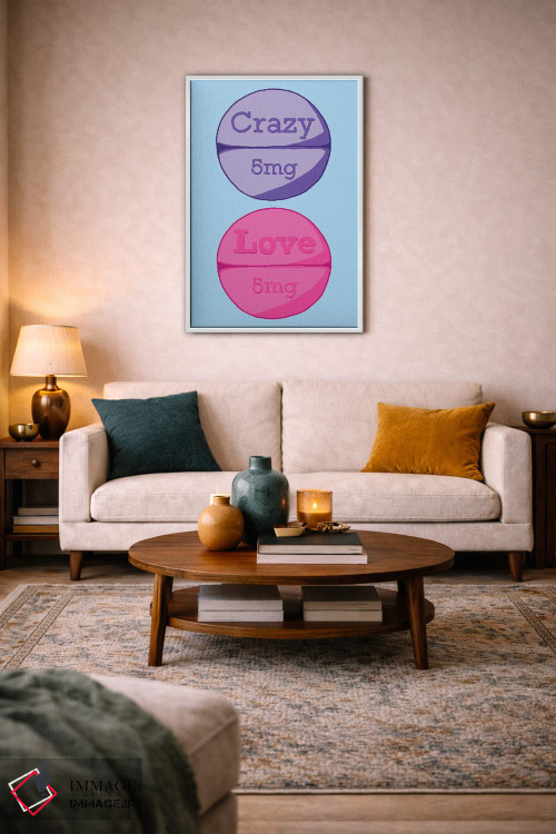 تابلو دکوراتیو قرص عشق دیوانه آبی اثر جیمی متز - D3W