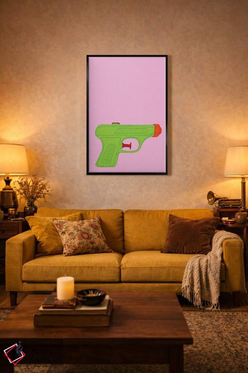 تابلو دکوراتیو تفنگ آبپاش سبز اثر جیمی متز - D4B