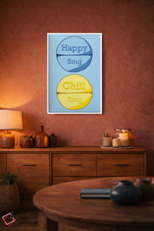 تابلو دکوراتیو قرص آرام بخش شاد آبی اثر جیمی متز - D3W