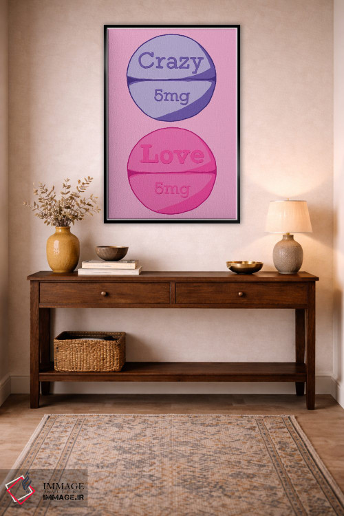 تابلو دکوراتیو قرص عشق دیوانه صورتی اثر جیمی متز - D5B