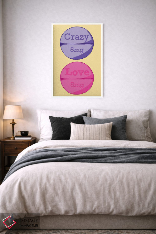 تابلو دکوراتیو قرص عشق دیوانه زرد اثر جیمی متز - D5W