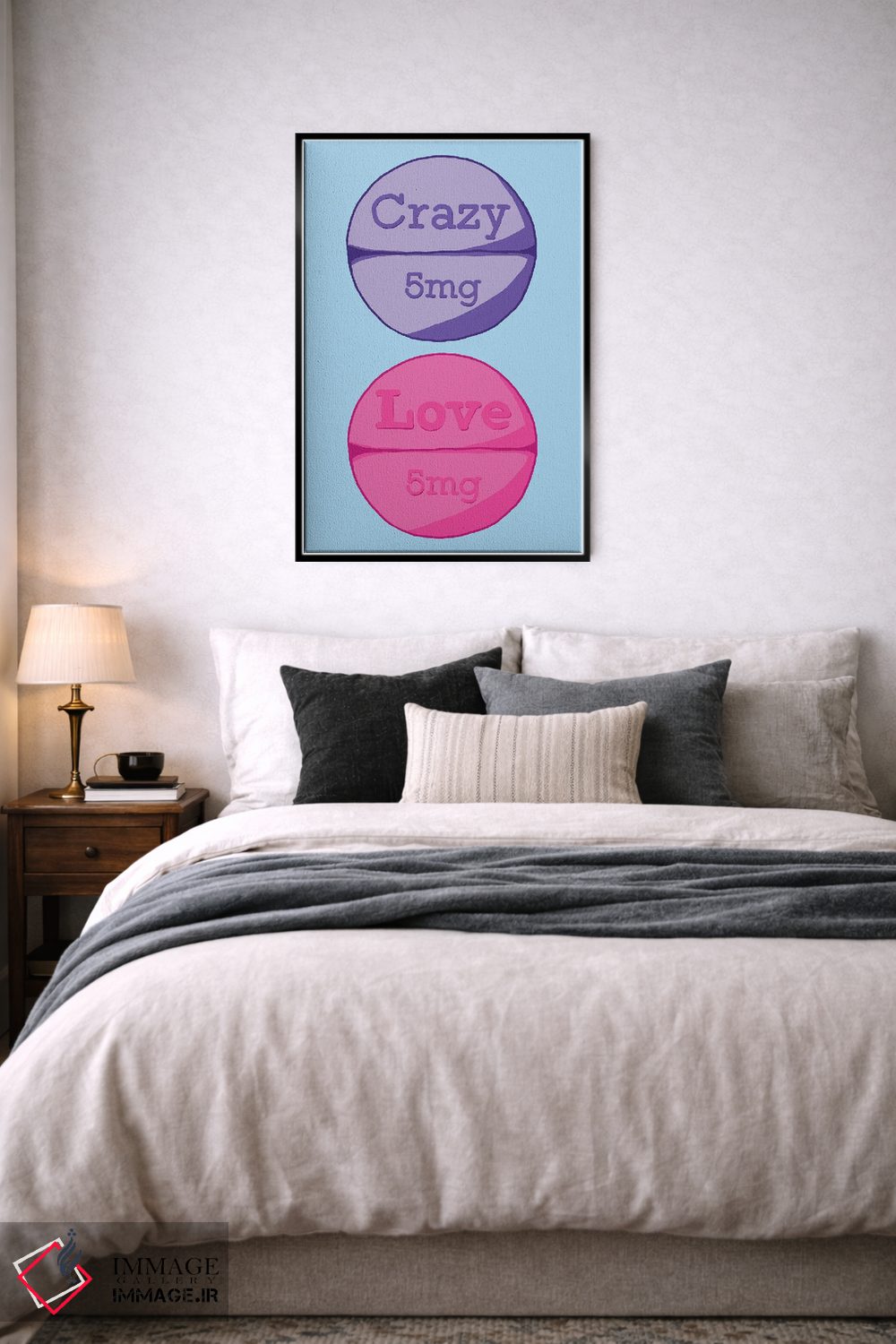 تابلو دکوراتیو قرص عشق دیوانه آبی اثر جیمی متز - D6B
