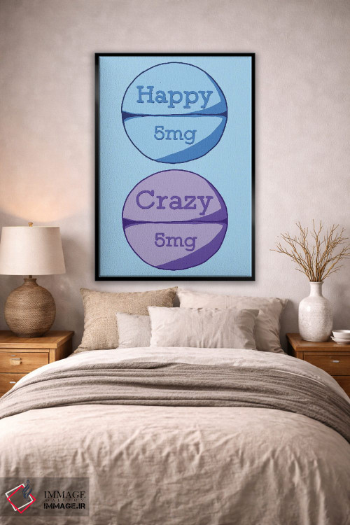 تابلو دکوراتیو قرص دیوانه شاد آبی اثر جیمی متز - D1B