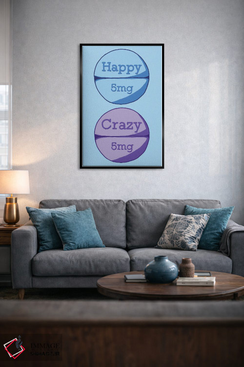 تابلو دکوراتیو قرص دیوانه شاد آبی اثر جیمی متز - D4B