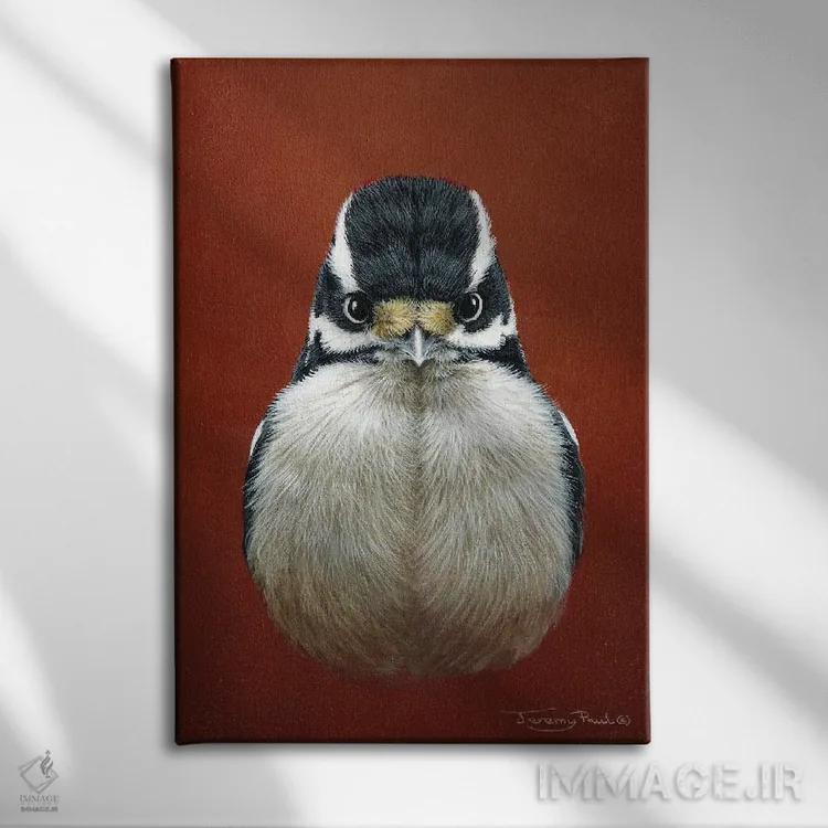 تابلو دکوراتیو دارکوب کرک دار اثر جرمی پاول - نمای روبهرو روی دیوار