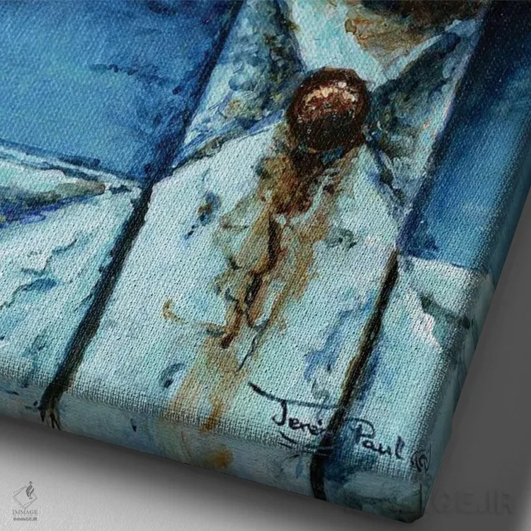 تابلو مدرن گنجشک خانگی اثر جرمی پاول - نمای نزدیک بافت بوم