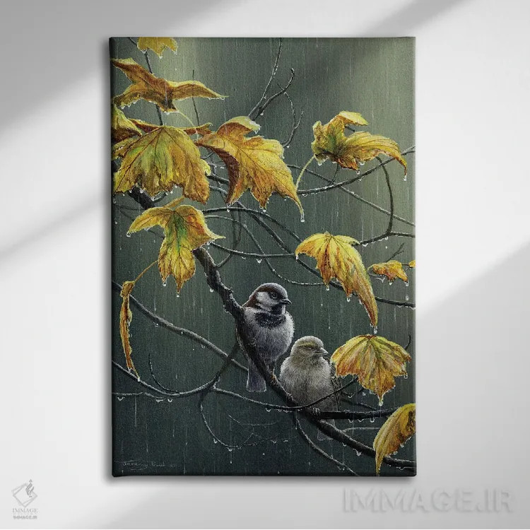 تابلو دکوراتیو قطرات باران اثر جرمی پاول - نمای روبهرو روی دیوار