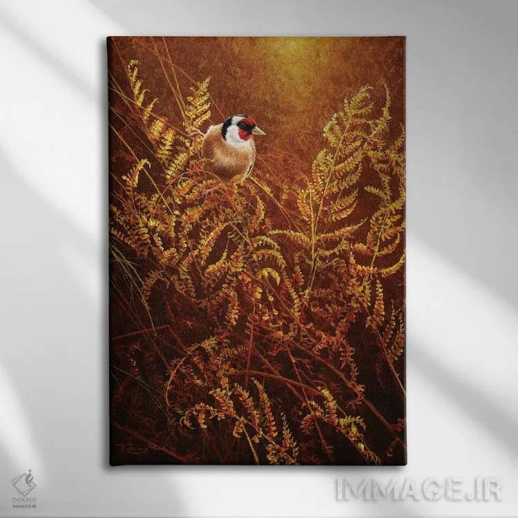 تابلو دکوراتیو سرخس های پاییزی اثر جرمی پاول - نمای روبهرو روی دیوار