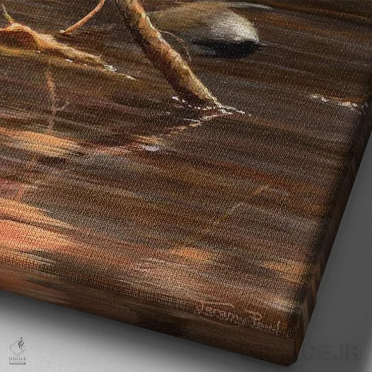 تابلو دکوراتیو برگ های پاییزی اثر جرمی پاول - نمای نزدیک بافت بوم