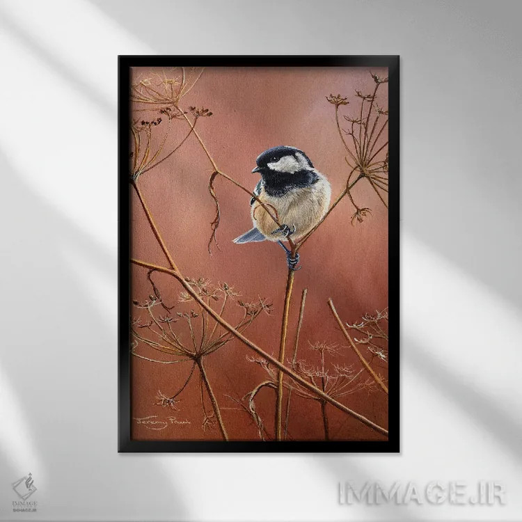 تابلو دکوراتیو چرخ ریسک زغالی اثر جرمی پاول - نمای قابدار مشکی