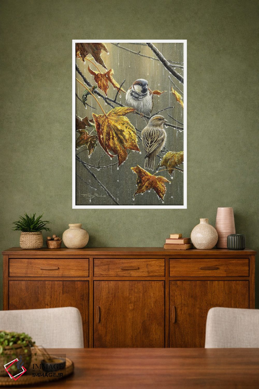 تابلو دکوراتیو گنجشک ها در باران اثر جرمی پاول - D1W