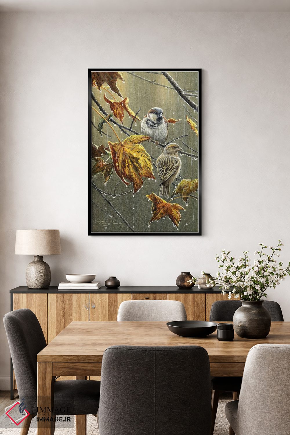 تابلو دکوراتیو گنجشک ها در باران اثر جرمی پاول - D4B