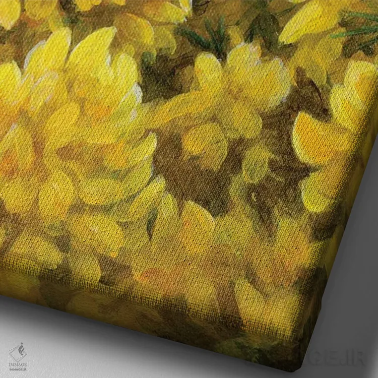 تابلو دکوراتیو سنگ چرخ و خار زرد اثر جرمی پاول - نمای نزدیک بافت بوم