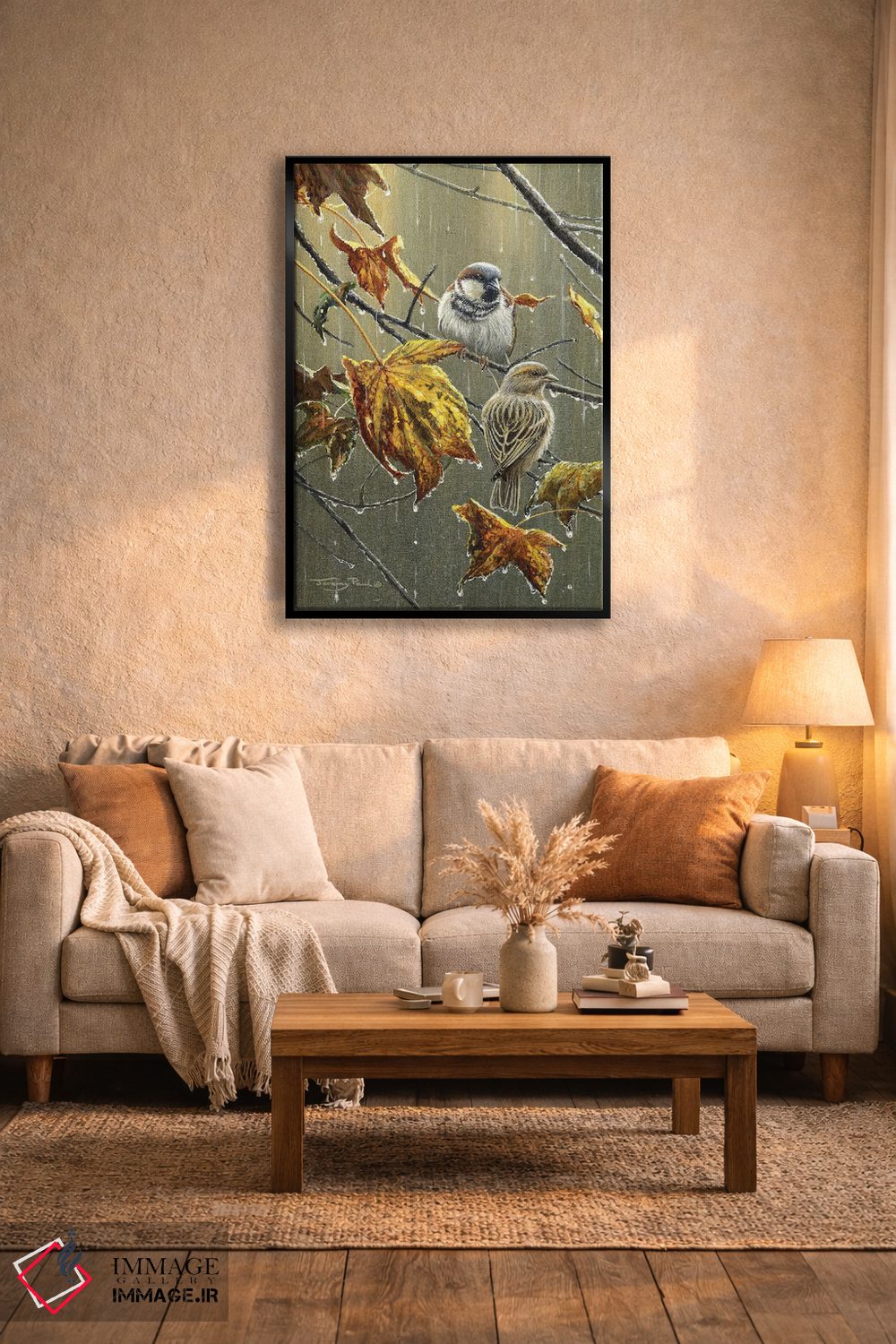 تابلو دکوراتیو گنجشک ها در باران اثر جرمی پاول - D5B