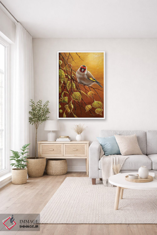 تابلو دکوراتیو فنچ طلایی اثر جرمی پاول - D3W