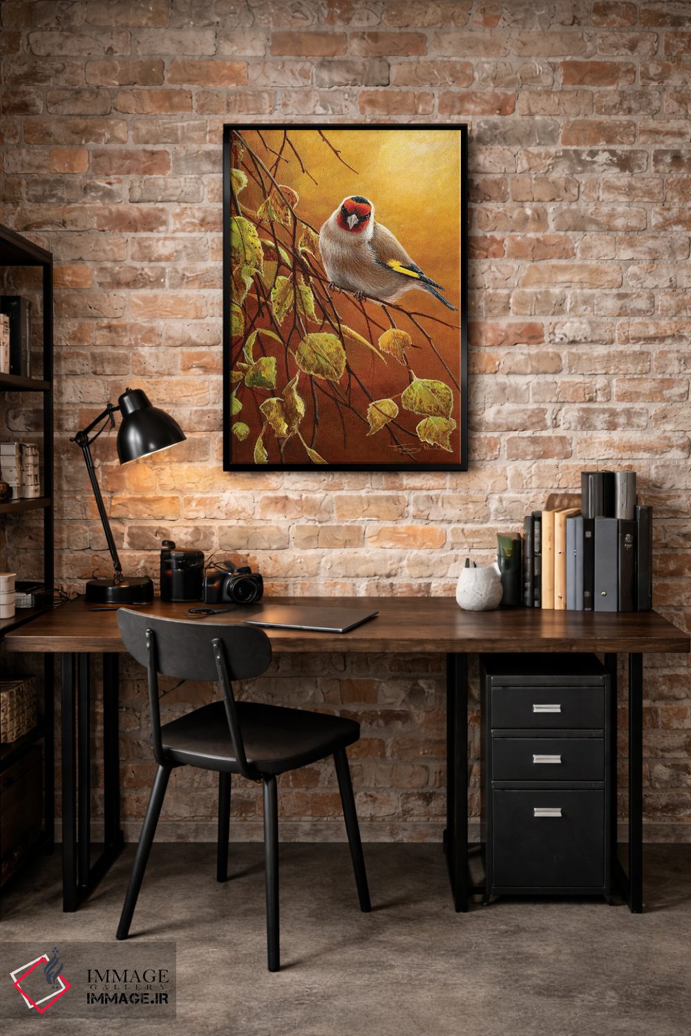 تابلو دکوراتیو فنچ طلایی اثر جرمی پاول - D5B