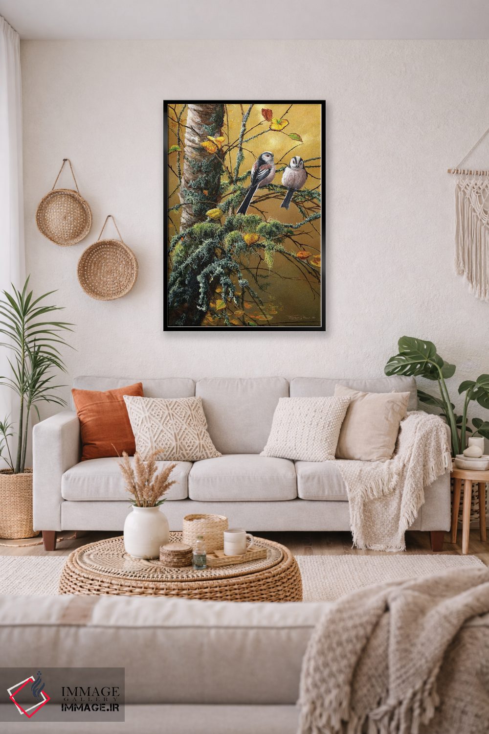 تابلو دکوراتیو چرخ ریسک دم دراز و گلسنگ ها اثر جرمی پاول - D5B