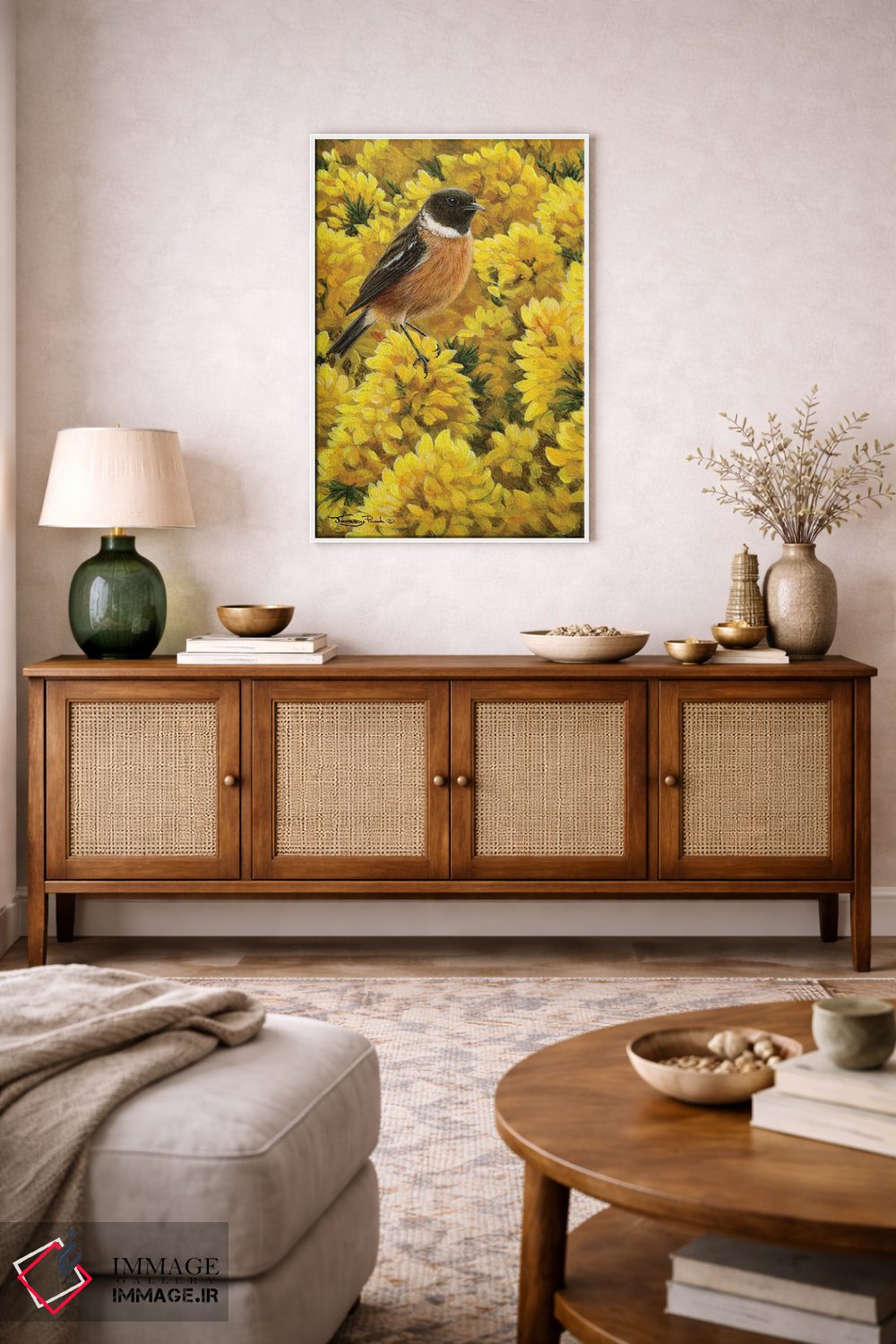 تابلو دکوراتیو سنگ چرخ و خار زرد اثر جرمی پاول - D2W