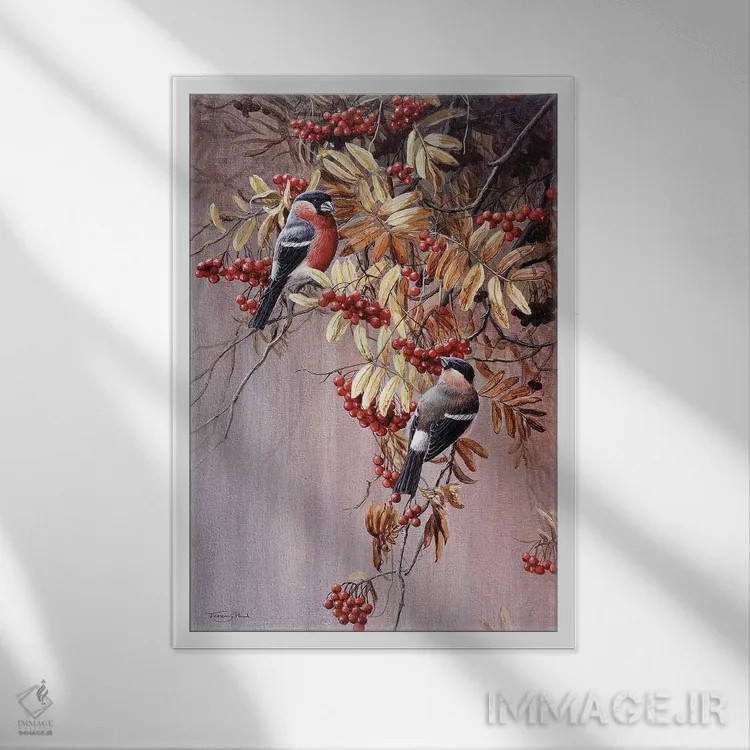 تابلو دکوراتیو فنچ بول اثر جرمی پاول - نمای قابدار سفید