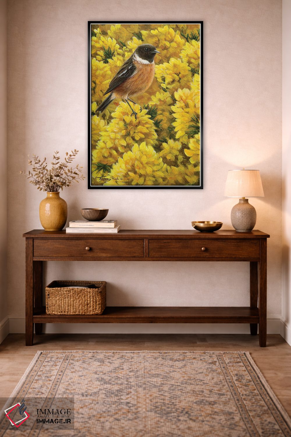 تابلو دکوراتیو سنگ چرخ و خار زرد اثر جرمی پاول - D5B