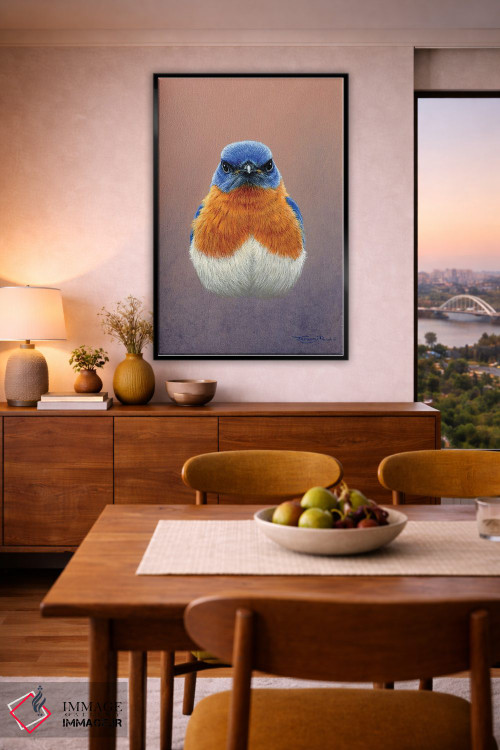 تابلو دکوراتیو پرنده آبی اثر جرمی پاول - D5B