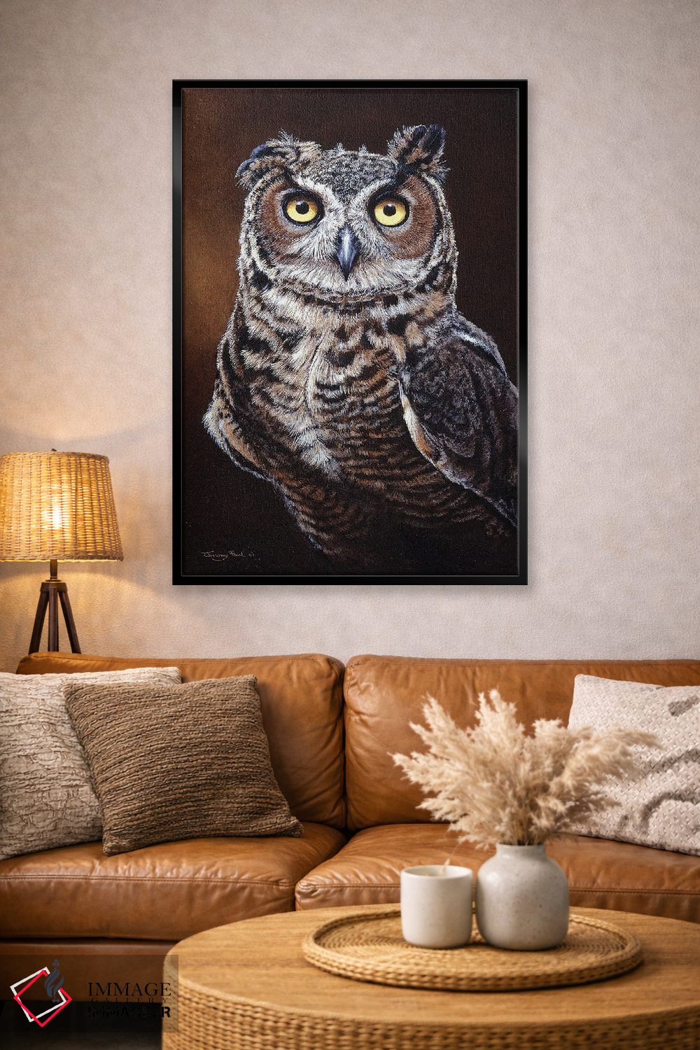 تابلو دکوراتیو جغد شاخدار بزرگ اثر جرمی پاول - D4B