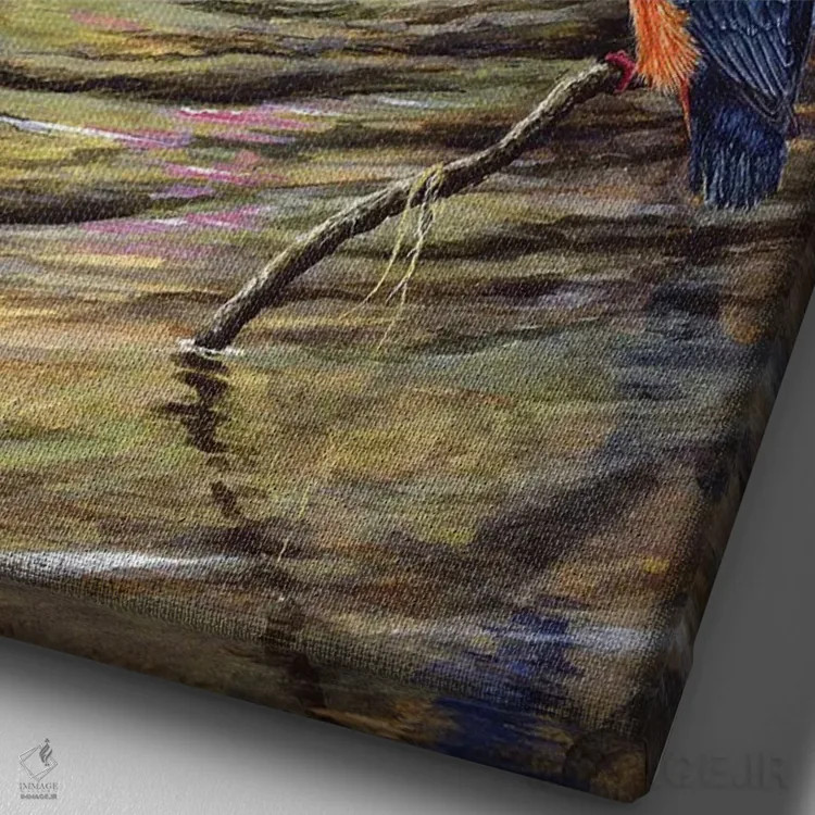 تابلو دکوراتیو ماهی خورک و خرزهره کوهی اثر جرمی پاول - نمای نزدیک بافت بوم