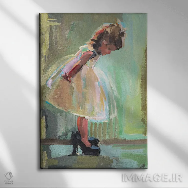 تابلو دکوراتیو کفش های مامان اثر جنی وستنهوفر - نمای روبهرو روی دیوار