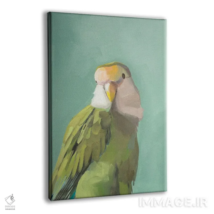 تابلو دکوراتیو کاکادو سبز اثر جنی وستنهوفر - نمای پرسپکتیو محصول