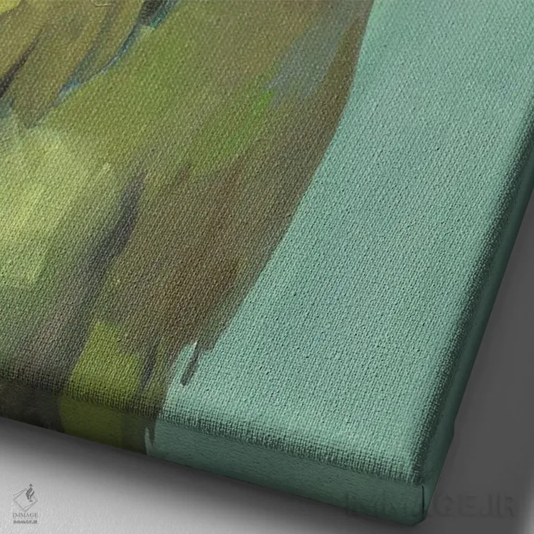 تابلو دکوراتیو کاکادو سبز اثر جنی وستنهوفر - نمای نزدیک بافت بوم