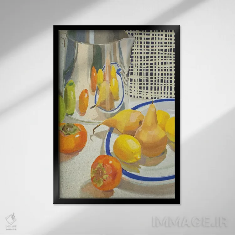 تابلو دکوراتیو بازتاب میوه ها اثر جنی وستنهوفر - نمای قابدار مشکی
