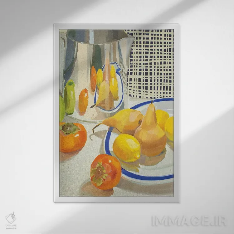 تابلو دکوراتیو بازتاب میوه ها اثر جنی وستنهوفر - نمای قابدار سفید