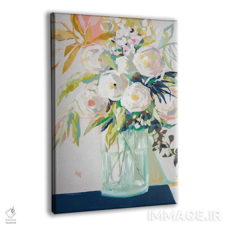 تابلو دکوراتیو گل های گلدان سرمه ای اثر جنی وستنهوفر - نمای پرسپکتیو محصول