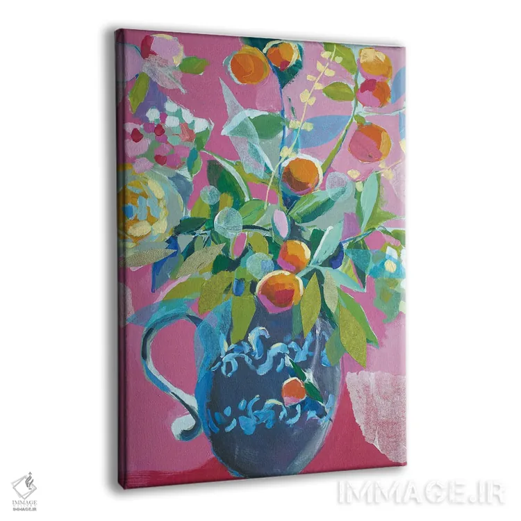 تابلو دکوراتیو طرح گل دار صورتی اثر جنی وستنهوفر - نمای پرسپکتیو محصول