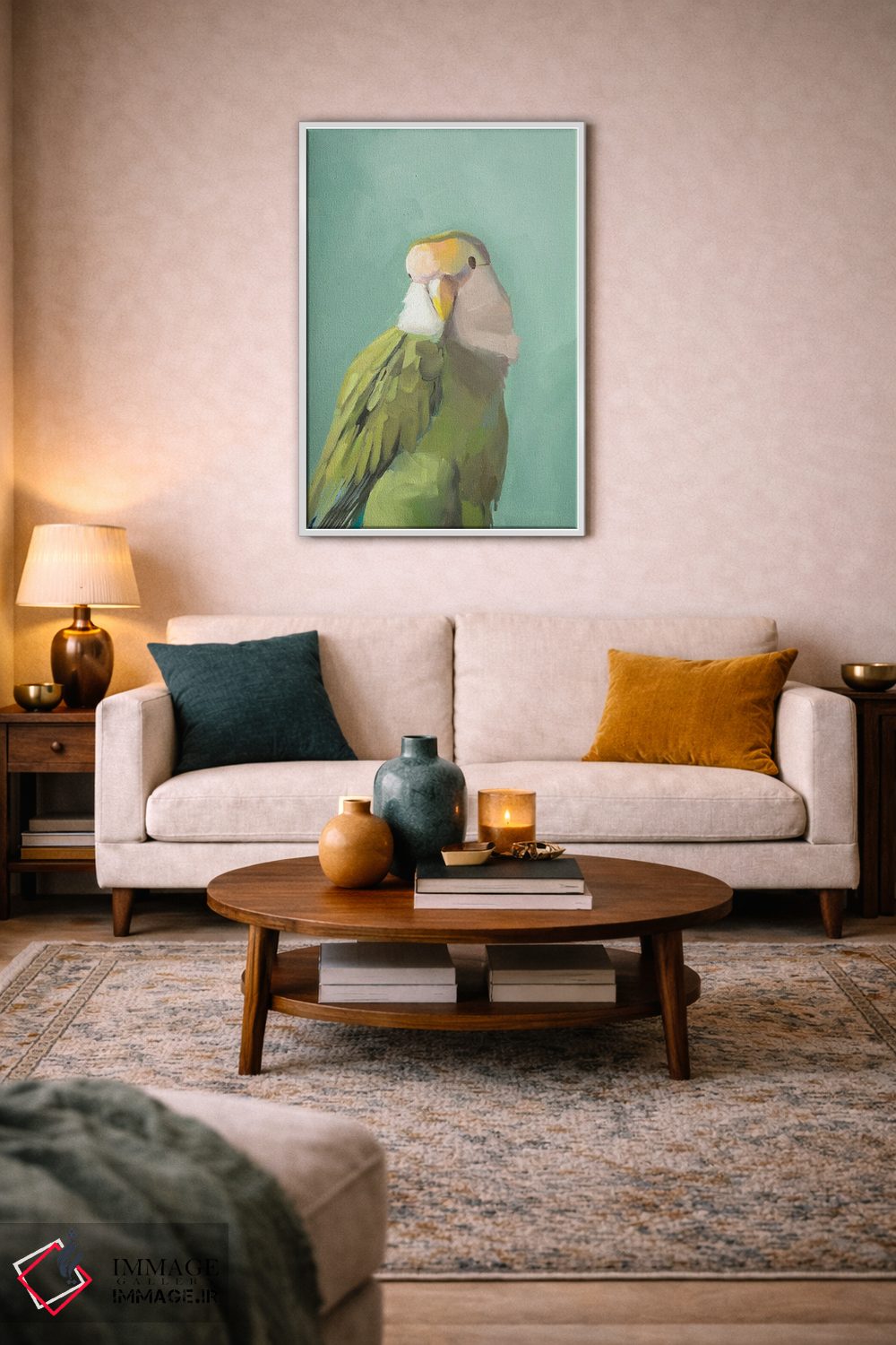 تابلو دکوراتیو کاکادو سبز اثر جنی وستنهوفر - D2W