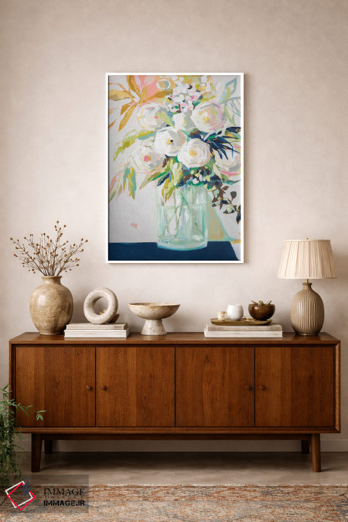 تابلو دکوراتیو گل های گلدان سرمه ای اثر جنی وستنهوفر - D1W