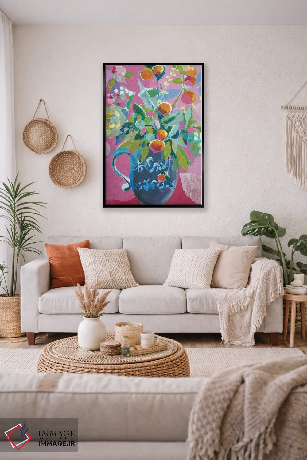 تابلو دکوراتیو طرح گل دار صورتی اثر جنی وستنهوفر - D3B