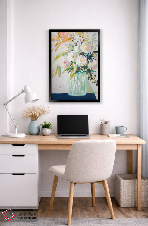 تابلو دکوراتیو گل های گلدان سرمه ای اثر جنی وستنهوفر - D6B