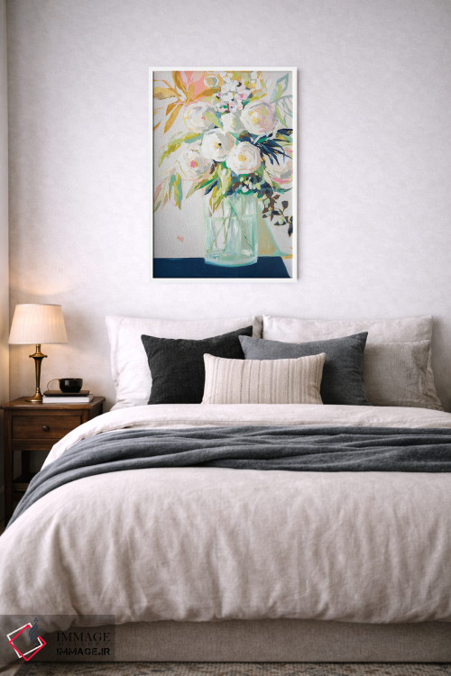 تابلو دکوراتیو گل های گلدان سرمه ای اثر جنی وستنهوفر - D5W