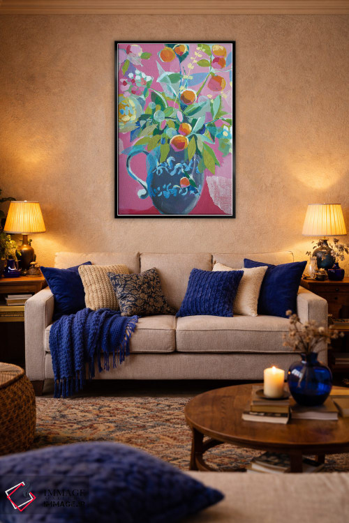 تابلو دکوراتیو طرح گل دار صورتی اثر جنی وستنهوفر - D4B