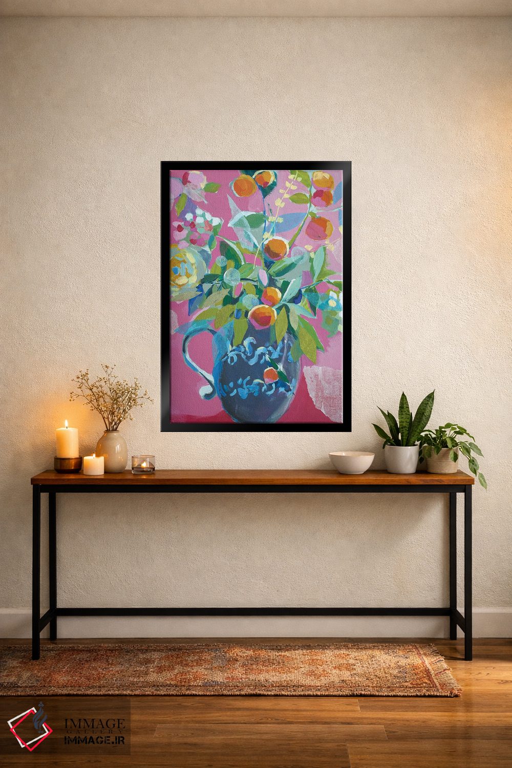 تابلو دکوراتیو طرح گل دار صورتی اثر جنی وستنهوفر - D5B