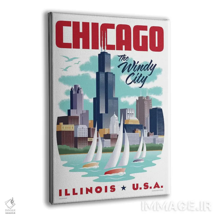 تابلو دکوراتیو پوستر سفر شیکاگو اثر جیم زانیسر - نمای پرسپکتیو محصول