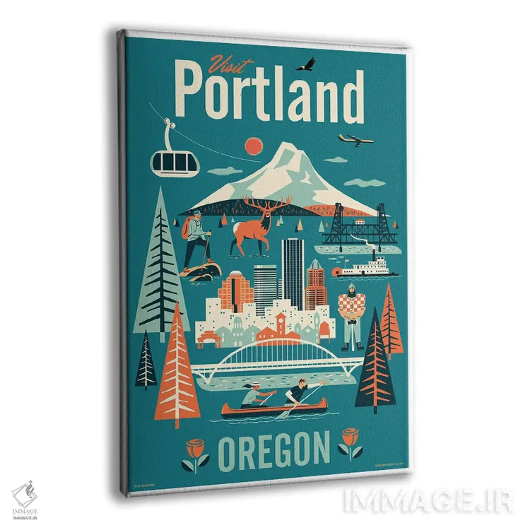 تابلو دکوراتیو پوستر سفر پورتلند اثر جیم زانیسر - نمای پرسپکتیو محصول