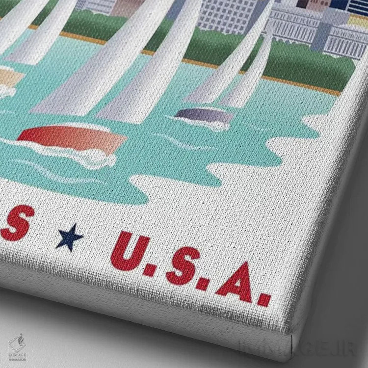 تابلو دکوراتیو پوستر سفر شیکاگو اثر جیم زانیسر - نمای نزدیک بافت بوم