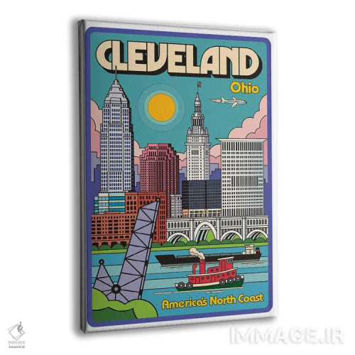 تابلو دکوراتیو پوستر سفر پاپ آرت کلیولند اثر جیم زانیسر - نمای پرسپکتیو محصول