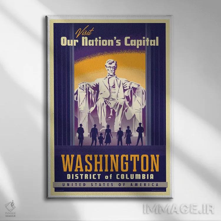 تابلو دکوراتیو پوستر سفر واشنگتن دی سی اثر جیم زانیسر - نمای روبهرو روی دیوار