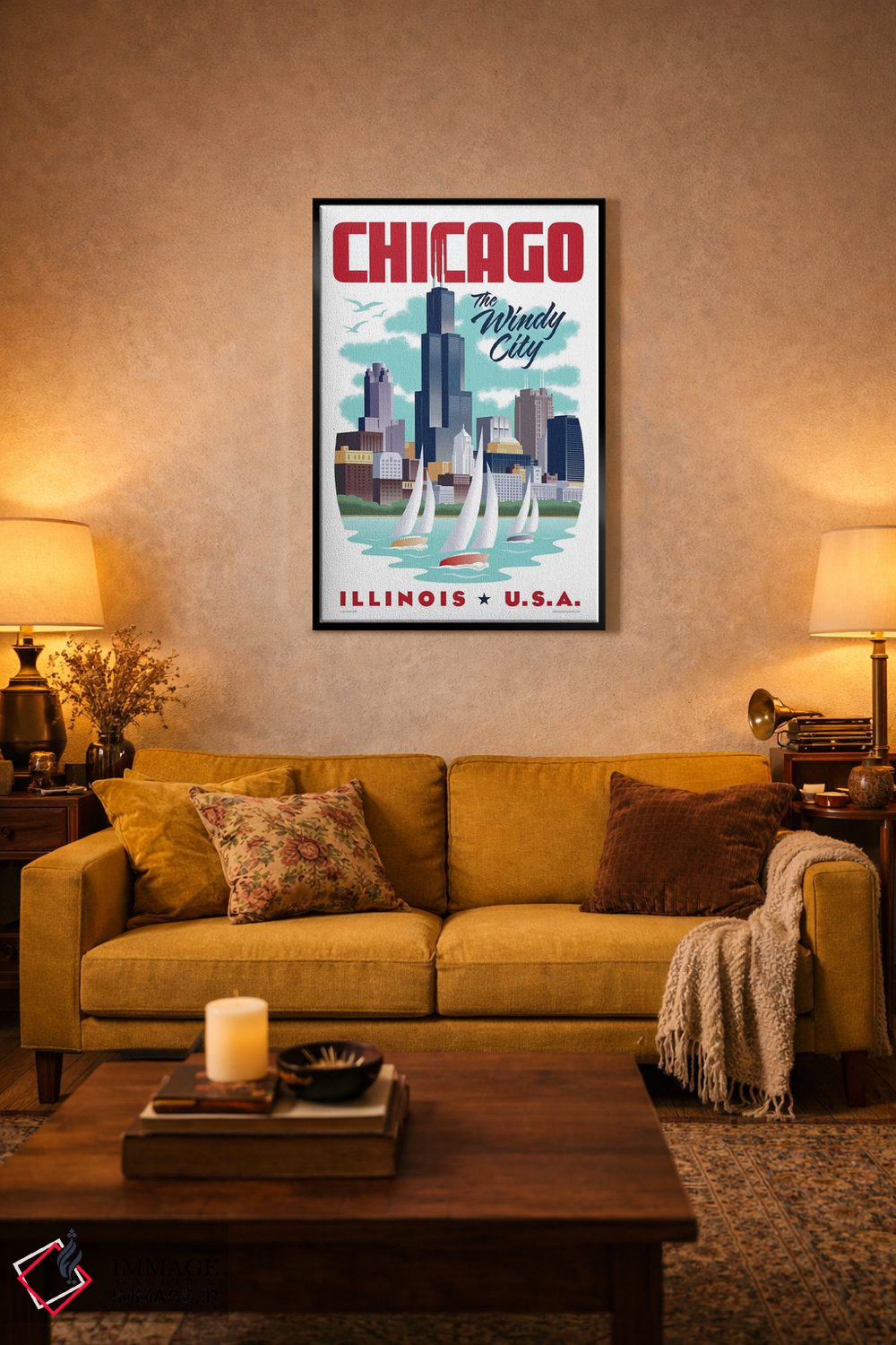 تابلو دکوراتیو پوستر سفر شیکاگو اثر جیم زانیسر - D4B
