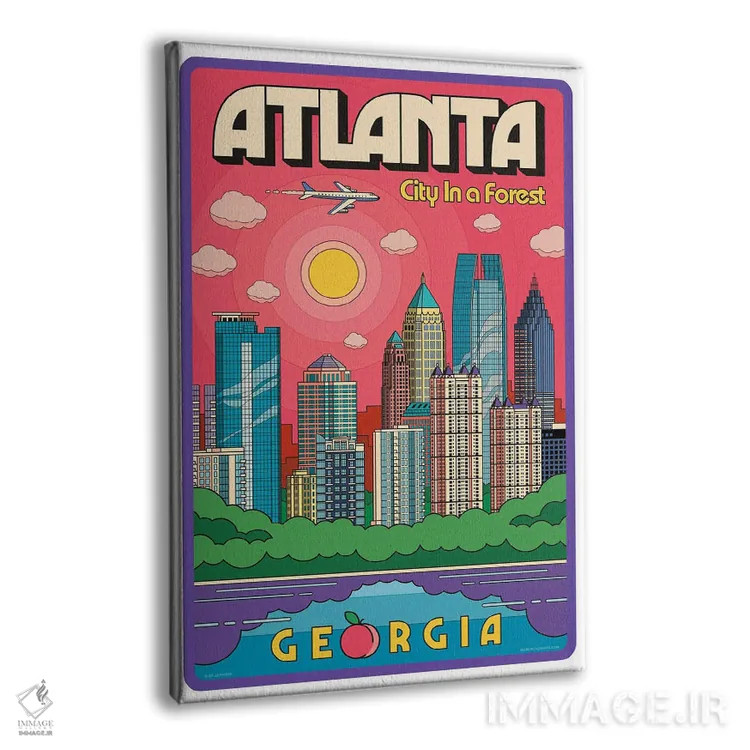 تابلو مدرن پوستر سفر پاپ آرت آتلانتا اثر جیم زانیسر - نمای پرسپکتیو محصول