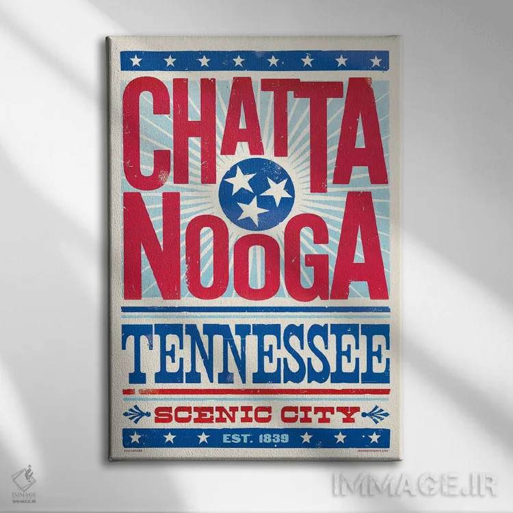 تابلو مدرن پوستر چاپ حروف چاتانوگا اثر جیم زانیسر - نمای روبهرو روی دیوار