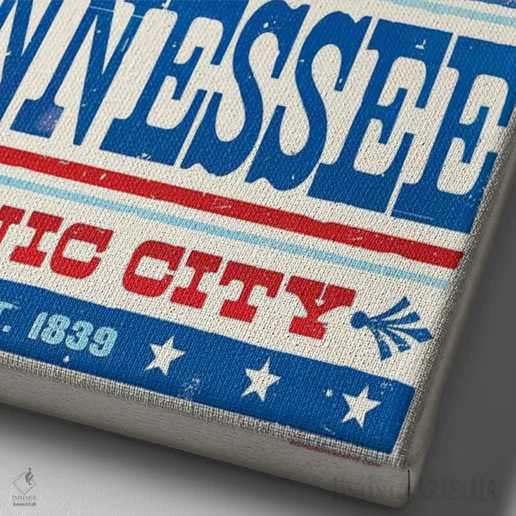 تابلو مدرن پوستر چاپ حروف چاتانوگا اثر جیم زانیسر - نمای نزدیک بافت بوم